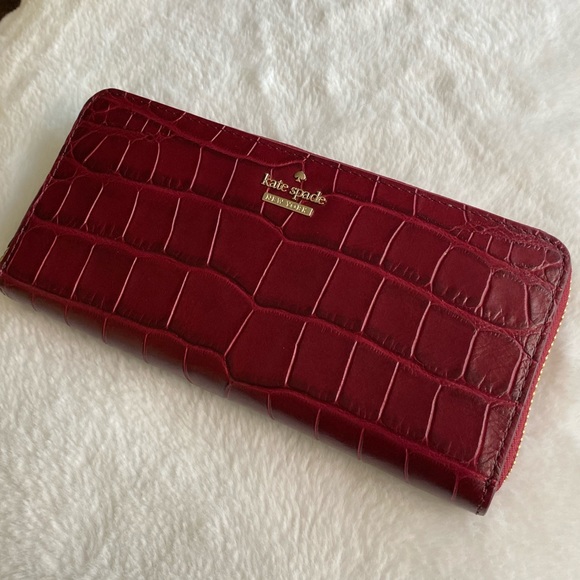 kate spade Handbags - Kate Spade Ruby Red Snakeskin Wallet